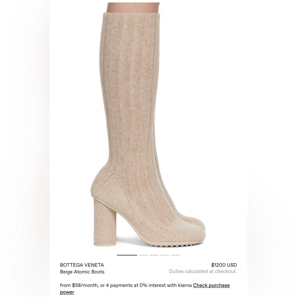 Bottega Veneta Beige Ribbed Knit Sock Boots Size EU 40 / US 10 Women
